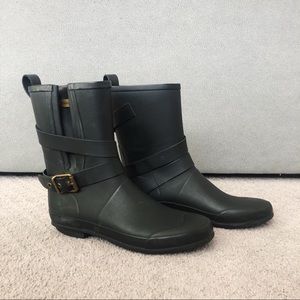 Black Burberry rain boots